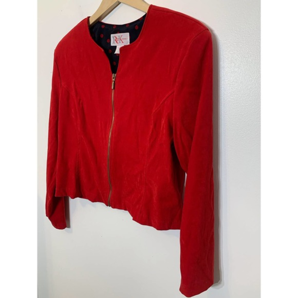 EUC Vintage R&K Originals Zip Front Super Soft Suede Feel Bright Red Jacket